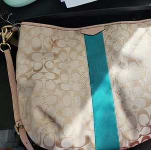 Coach Beige and Green Bag